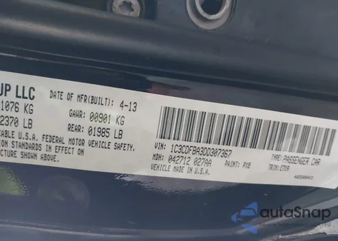 2013 Dodge Dart Sxt z USA, uszkodzony, nr VIN 1C3CDFBA3DD307367